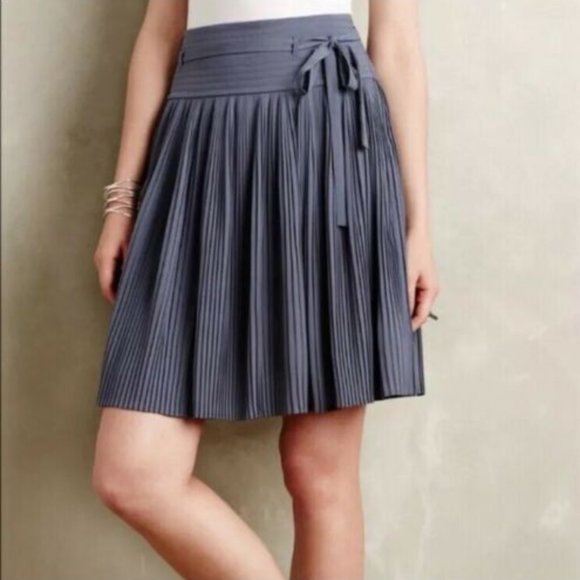 Anthropologie Dresses & Skirts - Anthropologie Leifsdottir Gray Pleated Swing Skirt